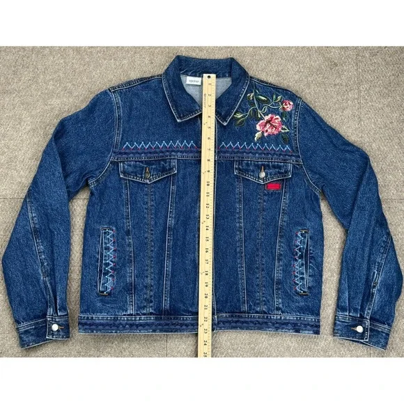 Together Women's Vintage Rare Embroidered‎ Button Up Denim Jacket Size Large